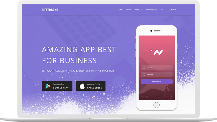Mobile app landing page design