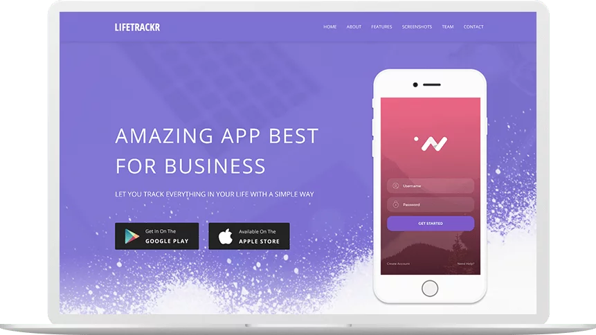 Mobile app landing page design