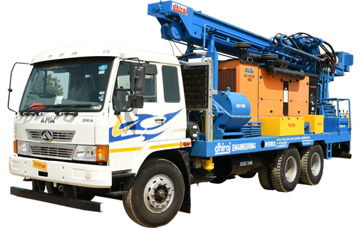 Borewell machine with compressor