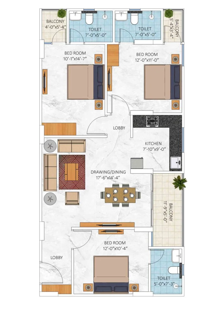 3bhk floor plan type 2 1