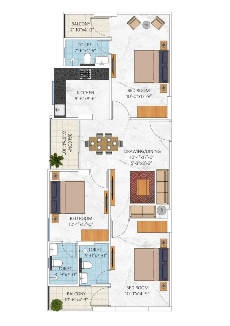 3bhk floor plan type 3 1