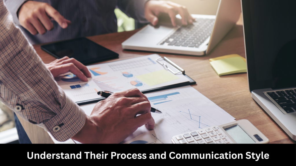 "Team collaborating and client communication"