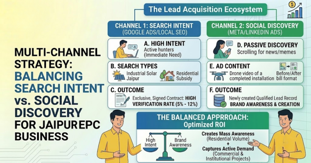 Multi-Channel Strategy: Balancing Search Intent vs. Social Discovery | solar lead generation agency in jaipur